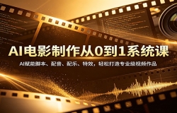 AI电影制作从0到1系统课:AI赋能脚本、配音、配乐、特效,轻松打造专业级视