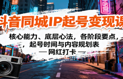 抖音同城IP起号变现课:核心能力、底层心法,各阶段要点,起号时间与内容规