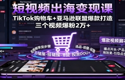 短视频出海变现课:TikTok购物车+亚马逊联盟爆款打造,三个视频爆粉2万+