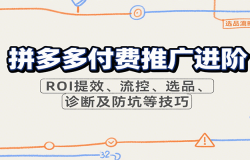 拼多多付费推广进阶,ROI提效、流控、选品、诊断及防坑等技巧
