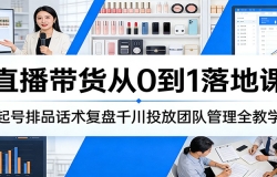 直播带货从0到1落地课:起号排品话术复盘千川投放团队管理全教学