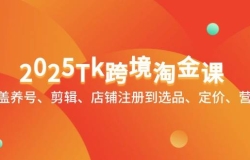 2025Tk跨境淘金课:涵盖养号、剪辑、店铺注册到选品、定价、营销等