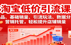 淘宝低价引流课,选品、基础销量、引流玩法、数据分析,营销托管,轻松提升